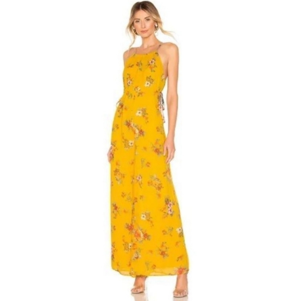 Free People Georgia Floral Wide Leg Yellow Floral Jumpsuit Small - Picture 3 of 17